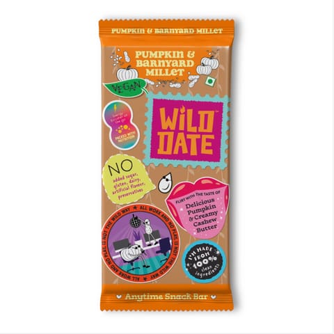 Wild Date | Pumpkin & Barnyard Millet Vegan Snack Bar | 286gm Pack of 6