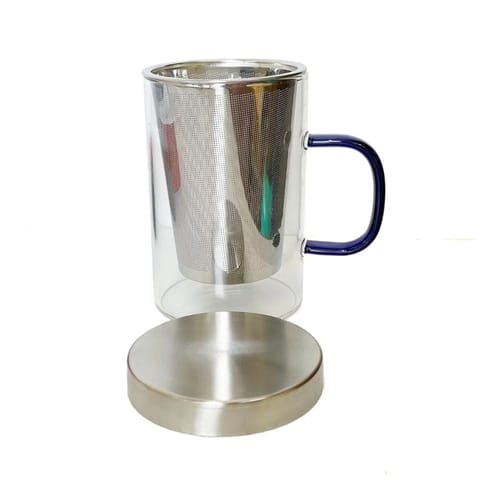 Glass Tea Mug With Steel Infuser