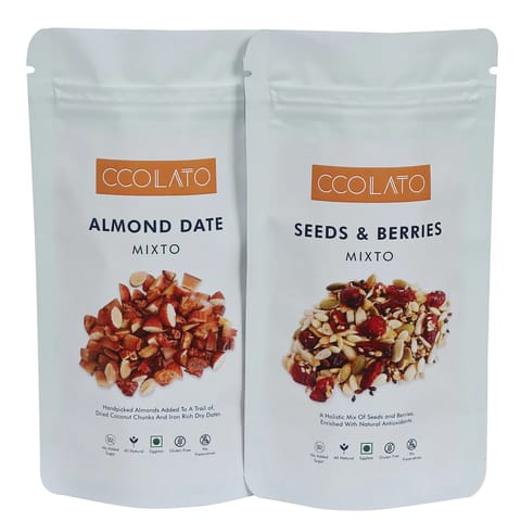 Ccolato Almond Date Mixto 100gm + Seeds & Berries Mixto 100gm (Combo)