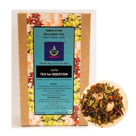 MENCHA Digestion Tea - Handmade - Caffeine Free - 15 Tea Bags