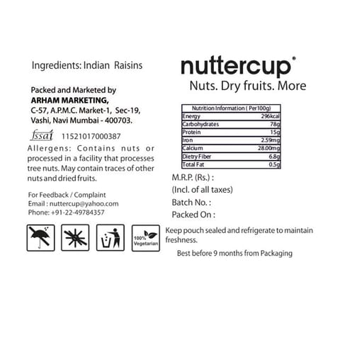 Nuttercup Indian Raisins 200 gms