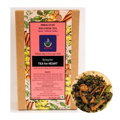 MENCHA Heart Tea - Handmade - Caffeine Free - 15 Tea Bags
