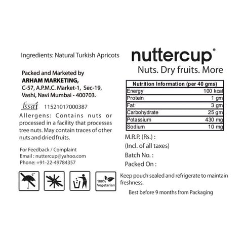 Nuttercup Natural Turkish Apricots  200gm