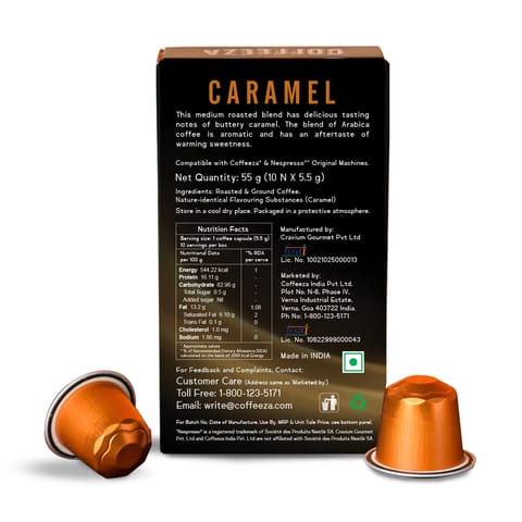 Coffeeza Caramel Flavoured Aluminium Coffee Capsules (55gm)