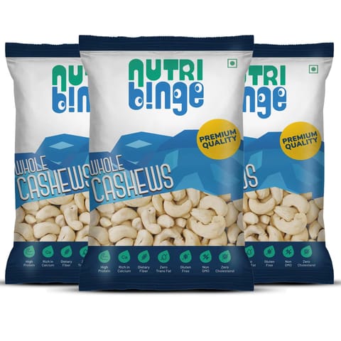 Nutri Binge Whole Cashews 100g (Pack of 3)