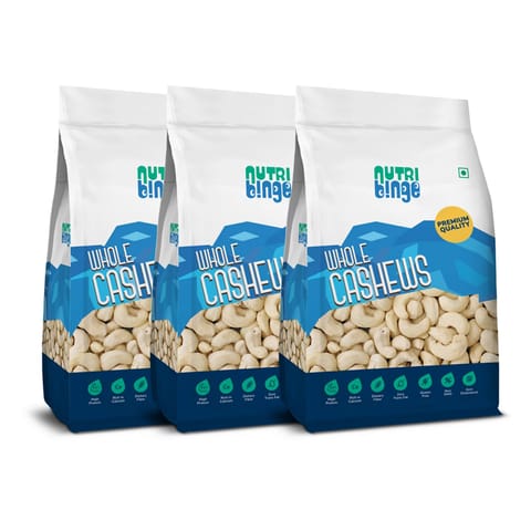 Nutri Binge Whole Cashews 500g (Pack of 3)