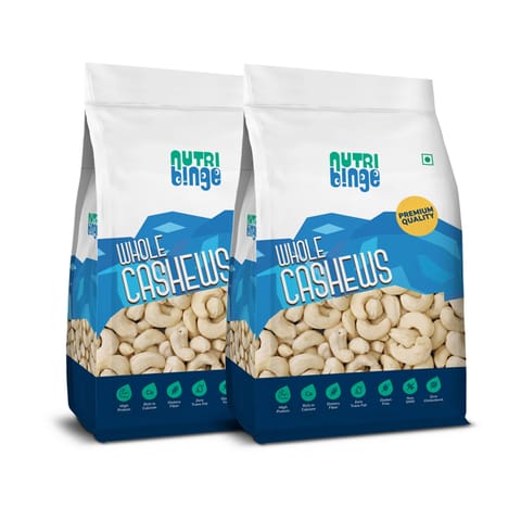 Nutri Binge Whole Cashews 500g (Pack of 2)