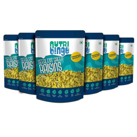 Nutri Binge Seedless Green Raisins 200g (Pack of 6)