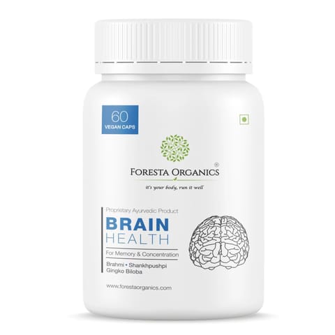 Foresta Organics Brain Health With Brahmi, Shankhpushpi & Gingko Biloba - 60 Capsules