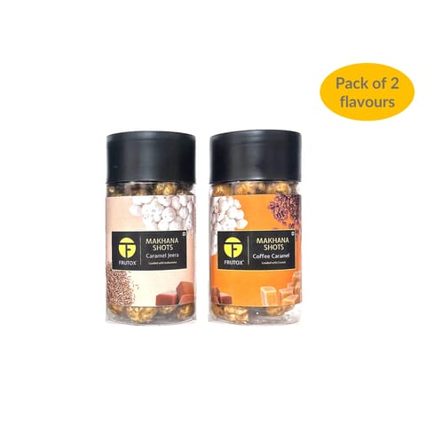 Frutox - Makhana Shots - Pack of 2 - Caramel Jeera & Caramel Coffee (2 x 65g)
