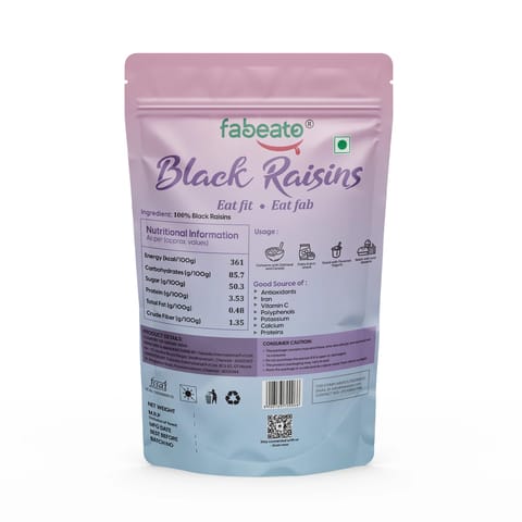 Fabeato Premium Seedless Black Raisins  (200 g)