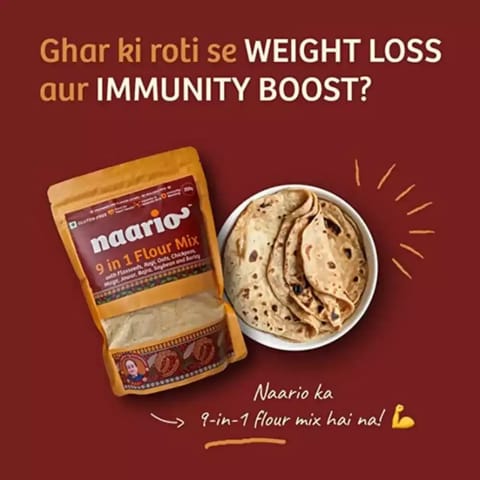 Naario 9-in-1 Flour Mix - 1Kg | Ultra Low Carb, Gluten Free, No Wheat, High Protein, Vegan, Multi Mi
