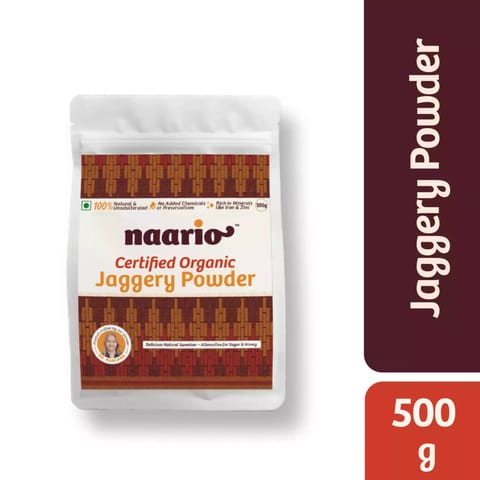 Naario Iron Rich Organic Jaggery Powder 500gm | 100% Unrefined & Chemical Free Gur Powder, Shakkar |