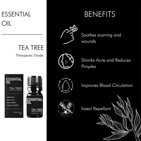 Secret Alchemist Tea Tree Essential Oil for Skin, Hair, Face, Acne Care, Dandruff - 10ml