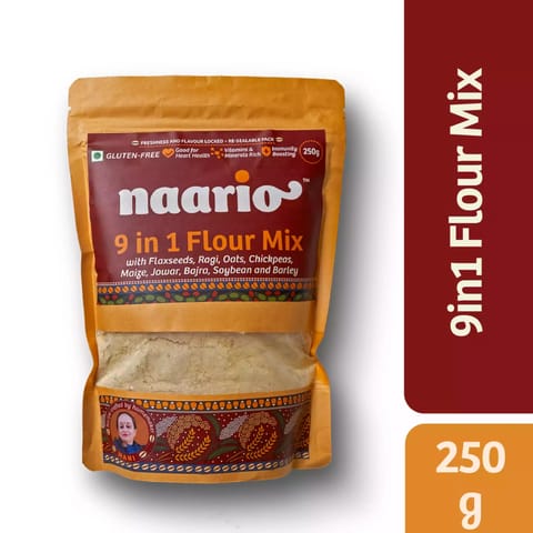 Naario 9-in-1 Flour Mix - 250g | Ultra Low Carb, Gluten Free, No Wheat, High Protein, Vegan, Multi M