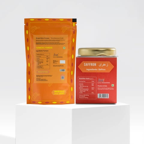 Marigold Spice Company's 500 Grams Pack of Turmeric Powder and Saffron 5 Gram