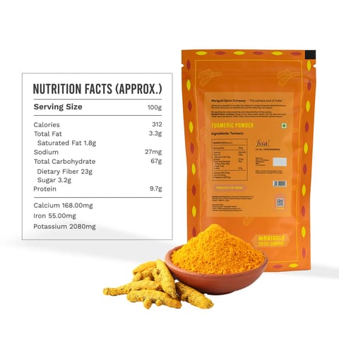Marigold Spice Company's 100 Grams Pack of Turmeric Powder and Saffron 1 Gram