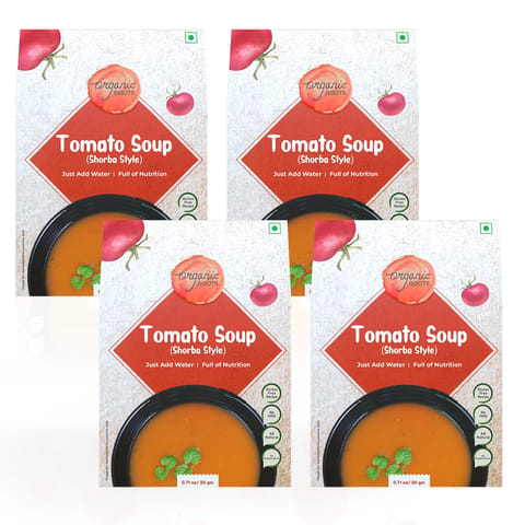 Organic Roots Tomato soup (Shorba Style) | Instant Soup | Ready to Eat Meal | No MSG, No Pack Of 4