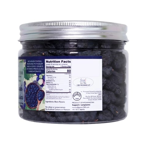 Tassyam Organics Premium Seedless Black Afghan Raisins 600g (2X 300g) Kali Draksh |