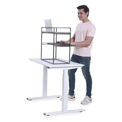 Fitizen Zen Ergonomic Height Adjustable Standing Desk (Black & Acacia Brown)