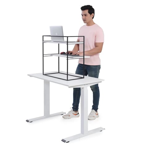 Fitizen Zen Ergonomic Height Adjustable Standing Desk (Black & Frosty White)