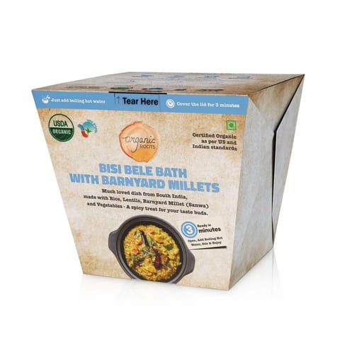 Organic Roots Bisi BeLe Bath with Barnyard Millets, Ready to Eat  Pack of 4