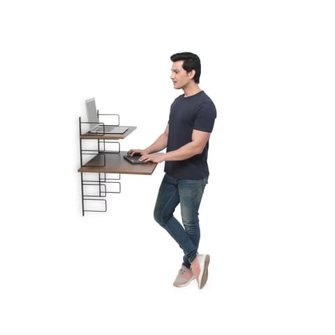 FITIZEN Rack Ergonomic Height Adjustable Standing Desk (Black & Urban Teak)