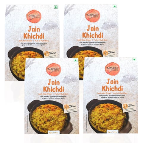 Organic Roots Jain Khichdi, Instant Food, Healthy Food, Ready to Eat Full Meal, No MSG, Pack Of 4