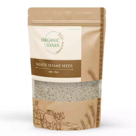 Organic Gyaan White Sesame (White Til) Seeds (450 gms)
