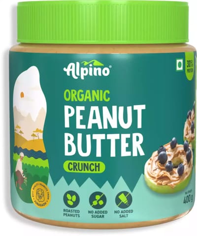 Alpino Organic Natural Peanut Butter Crunch 400 gms