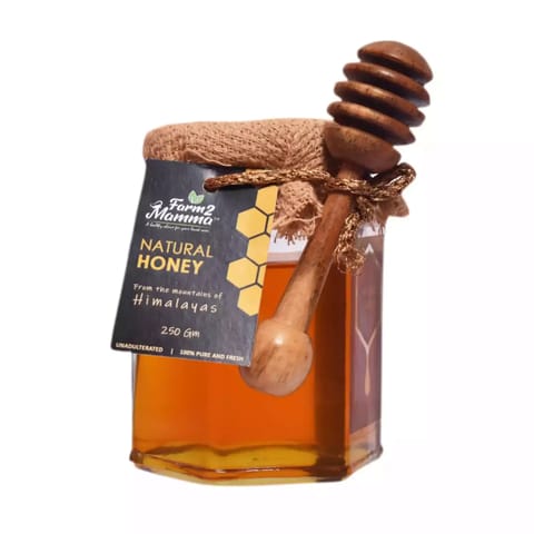 Farm2Mamma 100% Pure Organic Multiflora Honey from Himalayas (250 gms), NMR Tested, Comes with Dipper