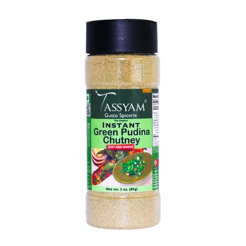 Tassyam Organics Instant Pudina Chutney, 85g | Herbs & Spices, No Preservatives, Fillers & Sugar