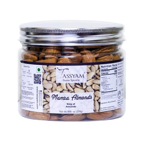 Tassyam Organics Ultra Premium Mamra Giri 250g | Afghani Almonds/ Badaam, Healthy Luxury Dry Fruits