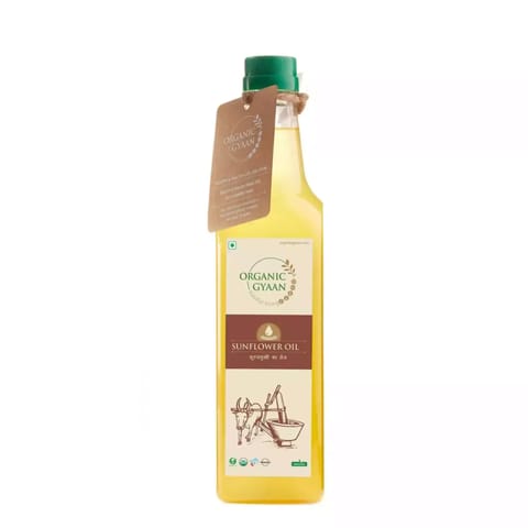 Organic Gyaan Sunflower Oil Wooden Cold Pressed 500ml