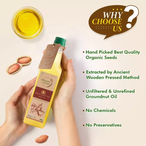 Organic Gyaan Groundnut Oil Wooden Cold Pressed 500ml