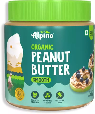 Alpino Organic Natural Peanut Butter Smooth 400 gms