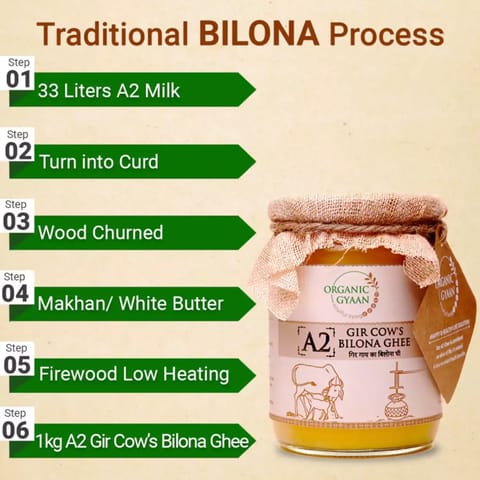 Organic Gyaan A2 Gir Cow's Bilona Ghee 250ml