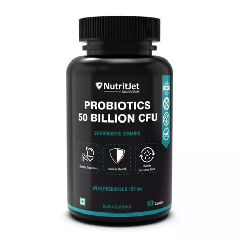 NutritJet Probiotic Supplement 50 Billion CFU With 20 Strains Helps Support Digestive (60 Capsules)