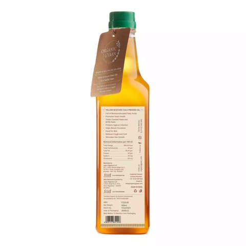 Organic Gyaan Yellow Mustard Oil Wooden Cold Pressed 500ml