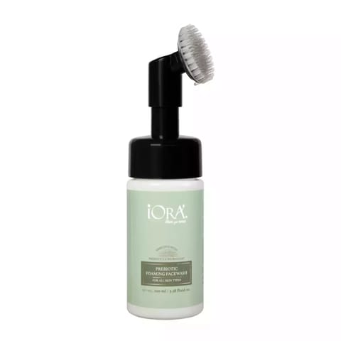 iORA Prebiotic Foaming Facewash with Silicone Cleanser Brush, All Skin Type -100 ml
