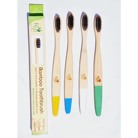 Biji Naturals Adult Bamboo Toothbrush (Pack of 4, 58 gms)