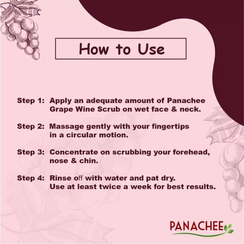 Panachee Face Scrub with Grape Vine, Walnut Particles|Exfoliation & Tan Removal|100 gms