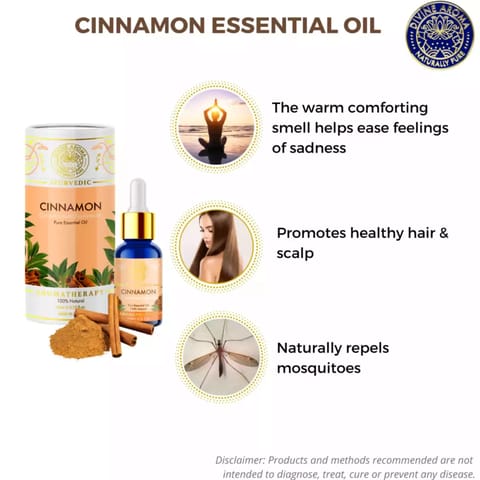 Divine Aroma Cinnamon 100% PURE & Natural Essential Oil For  Skin, Hair & Calming 10 ml