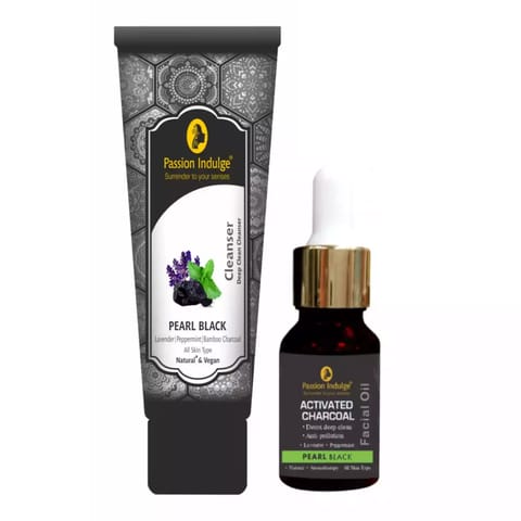 Passion Indulge Pearl Black Cleanser & Pearl Black Facial Oil | Combo Pack| Remove Blackheads