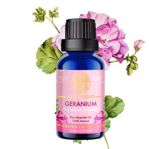 Divine Aroma Geranium 100% PURE & Natural Essential Oil For Skin & Hair Care, Stress Relief 10 ml