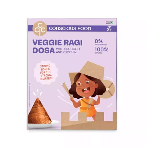Conscious Food For Kids Veggie Ragi Dosa Mix|400g Pack of 2 (200g X 2)