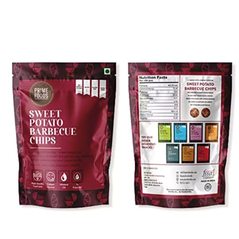 Prime Foods Sweet Potato Barbecue Chips Pack of 2 | Crispy Vacuum Fried Chips | Vegan | 70 gms