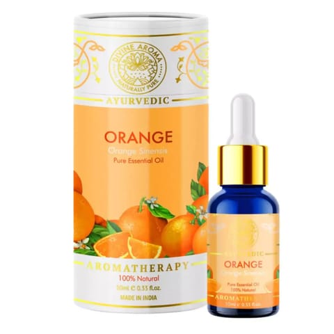 Divine Aroma Orange 100% PURE & Natural Essential Oil For Skin Brightening, Anti Aging 10 ml