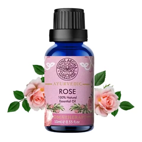 Divine Aroma Rose Oil 100% Natural Essential Oil For Skin Care, Anti-Aging 10 ml