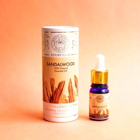 Divine Aroma Sandalwood 100% Natural Essential Oil For Grounding & Calming 10 ml